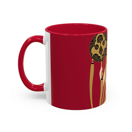 Butterfly Empress of the Crimson Pavilion Colorful Mug (11oz, 15oz) – Art Deco Beauty, Butterfly Elegance & Ornamental Style