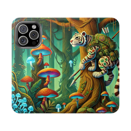 🐅🌿 Silent Stripes Flip Case – Stealth, Grace & Enchanted Forest