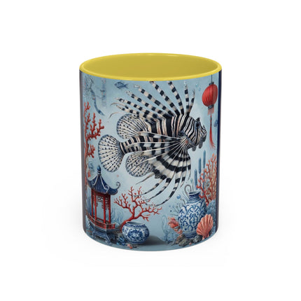 Lionfish & Lantern Colorful Mug – Mystical Ocean & Asian Harmony