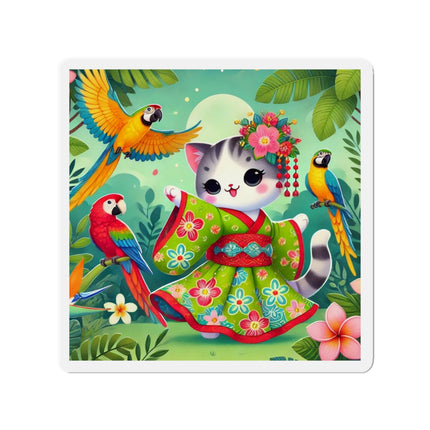 Parrot Dance of the Geisha Kitten Die-Cut Magnets (5 Sizes)