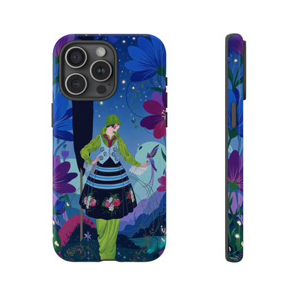 🌸🐦 The Lady Of The Midnight Bird Garden Phone Case – Art Deco Floral Fantasy