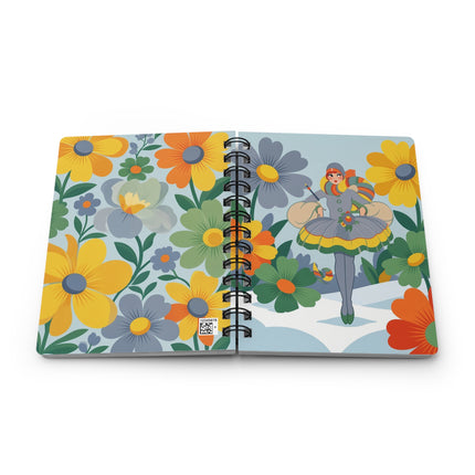 🌼❄️ The Lady Of The Winter Flower Dance Spiral Notebook – Art Deco Holiday Fantasy