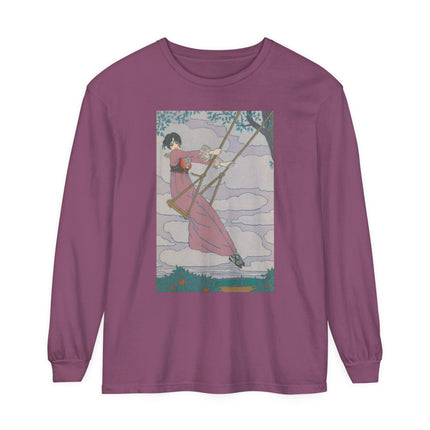 La balançoire by Georges Lepape Garment-dyed Long Sleeve T-Shirt