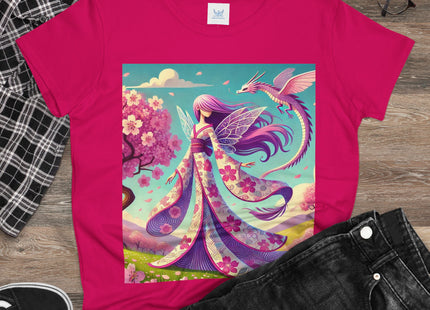 Petals in the Wind: The Kimono Fairy and the Sky Dragon Cotton Tee