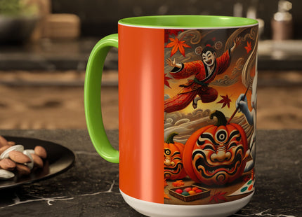 Halloween Rabbit’s Kabuki Jack-o’-Lanterns Colorful Mugs (11oz, 15oz)