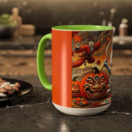 Halloween Rabbit’s Kabuki Jack-o’-Lanterns Colorful Mugs (11oz, 15oz)