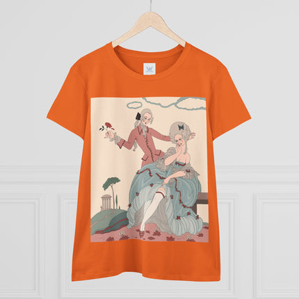 🌹🎀 The Rose Garden Courtship Cotton Tee – Art Deco Romantic Fashion