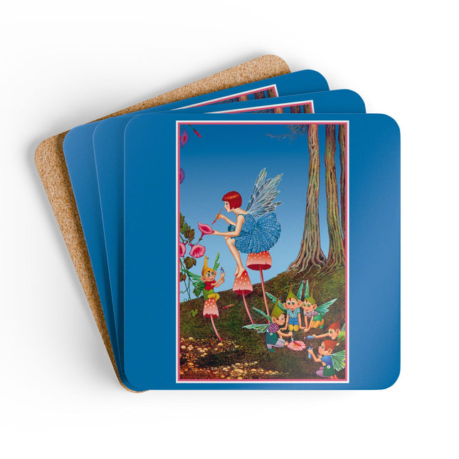 Periwinkle Painting the Petals by Ida Outhwaite Corkwood Coaster Set