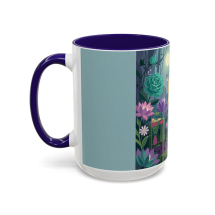The Lady Of The Moonlit Garden Colorful Mugs – Art Deco Botanical Serenity