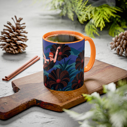 🖤🌺 The Midnight Floral Acrobat Colorful Mug – Art Deco Fashion Whimsy