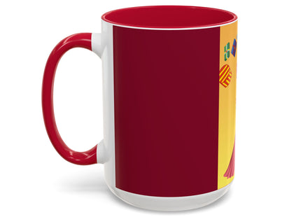 Elegant Holiday Woman with Gifts Colorful Mugs (11oz, 15oz)