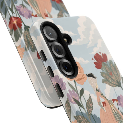 🌹🐈 The Lady And Puss In Boots Phone Case – Art Deco Floral Whimsy