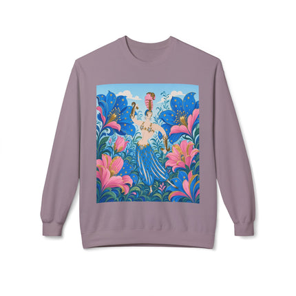 🌟🌸 The Starry Blossom Garden Dancer Midweight Crewneck Sweatshirt – Art Deco Floral Fantasy