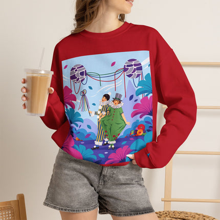 🎭🌸 The Garden Masquerade Crewneck Sweatshirt – Art Deco Floral Whimsy