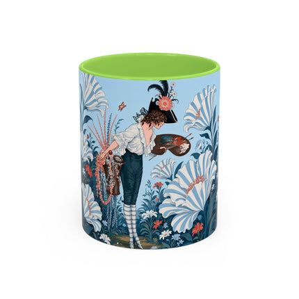 🎨💙 The Enchanted Garden Artist Colorful Mug – Art Deco Floral Whimsy
