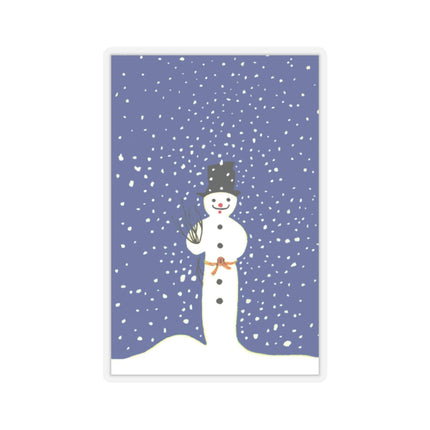 Snowman in Falling Snow Kiss-Cut Stickers (4 Sizes)
