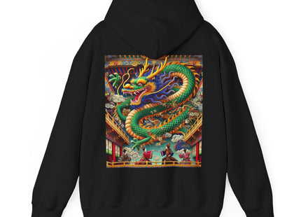 Tibetan Dragon Over Kabuki Duel – Heavy Blend™ Hooded Sweatshirt
