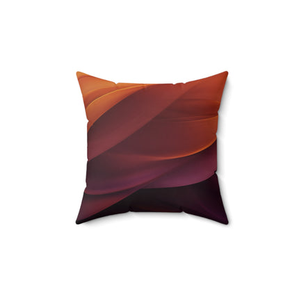Wave Pattern with Intertwined Hues of Orange, Rose, Maroon, and Purple Spun Polyester Square Pillow
