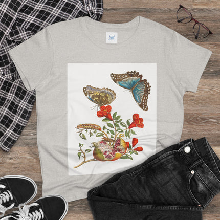 Blue Butterflies and Pomegranate Cotton Tee