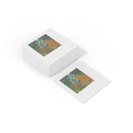 Cottage Garden by Gustav Klimt White Coined Napkins