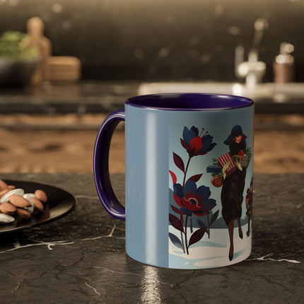 🎁🌺 The Christmas Gift Garden Stroll Colorful Mug – Art Deco Holiday Fantasy