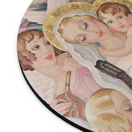 Madonna with Child Surrounded by Musical Angels by Gerda Wegener Mouse Pad, Round and Rectangle