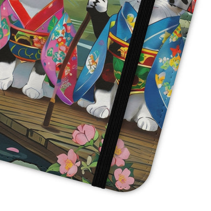 🌸🐱 Kimono Kitties Flip Case – Whimsical Elegance & Storybook Charm