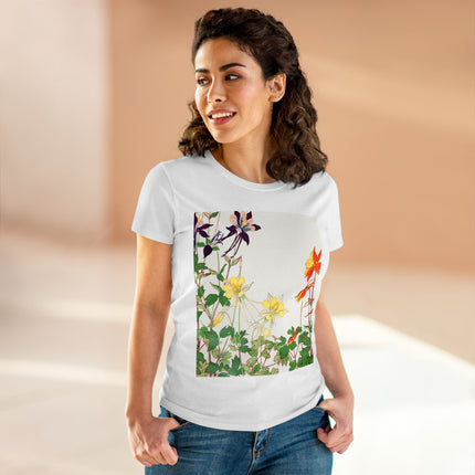 Aquilegia Flowers by Tanigami Kônan Women's Midweight Cotton Tee