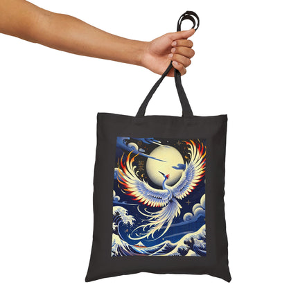 Majestic White Crane Cotton Canvas Tote Bag