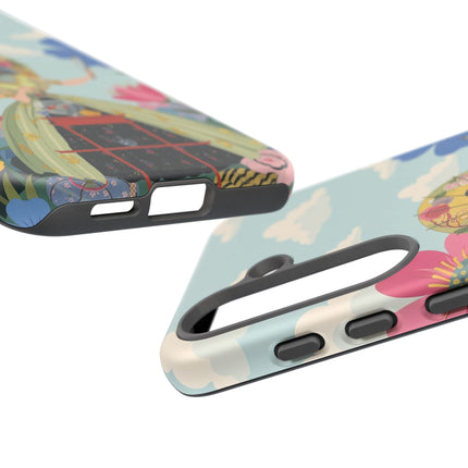 🌸🪞 The Floral Parasol Reflection Phone Case – Art Deco Garden Fantasy
