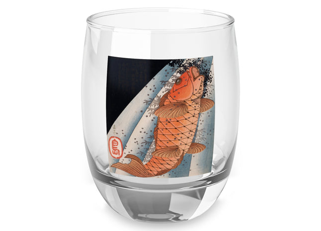 Carp Swimming up a Waterfall by Yashima Gakutei Whiskey Glass