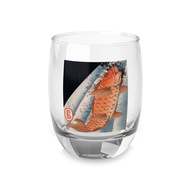 Carp Swimming up a Waterfall by Yashima Gakutei Whiskey Glass
