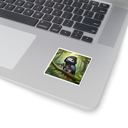 🪶🌲 The African Grey Sentinel Kiss-Cut Sticker – Quiet Strength & Woodland Adventure