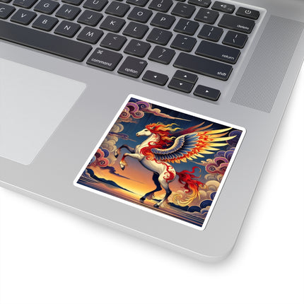 Flame-Winged Horse at Sunset Kiss-Cut Stickers (4 Sizes)