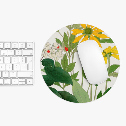 Clerodendrum & Rudbeckia by Tanigami Kônan Mouse Pad, Round and Rectangle