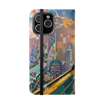 🤖🌆 Cyber Punk Robot Models Flip Case – Futuristic Fashion & Neon Elegance