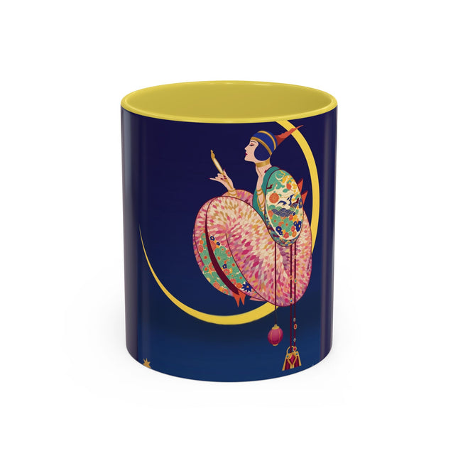 Moonlit Reflections Colorful Mug (11oz, 15oz) – Celestial Elegance, Art Deco Beauty & Dreamy Style