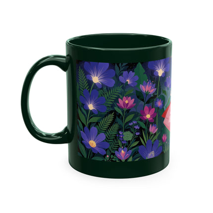 🌙🌺 The Lady Of The Midnight Flower Garden Ceramic Mug – Art Deco Floral Elegance