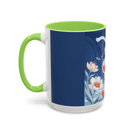 ❄️⛸️ The Winter Skater’s Flight Colorful Mug – Art Deco Floral Fantasy