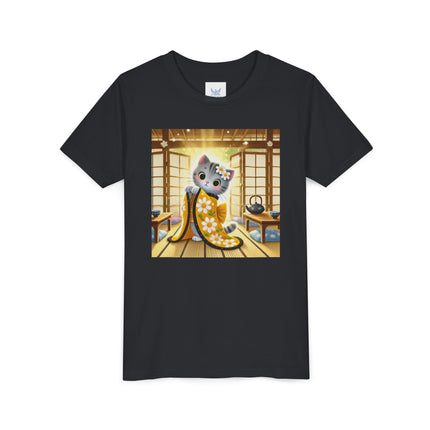Playful Kitten in the Tea Room Youth Short Sleeve Tee