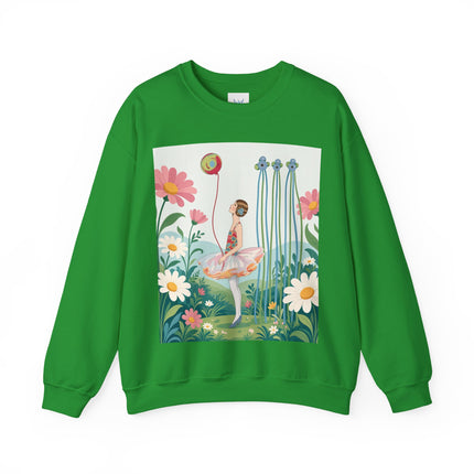 🌼🎈 The Garden Balloon Dancer Crewneck Sweatshirt – Art Deco Floral Whimsy