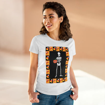 Candy Corn Skeleton Women's Midweight Cotton Tee