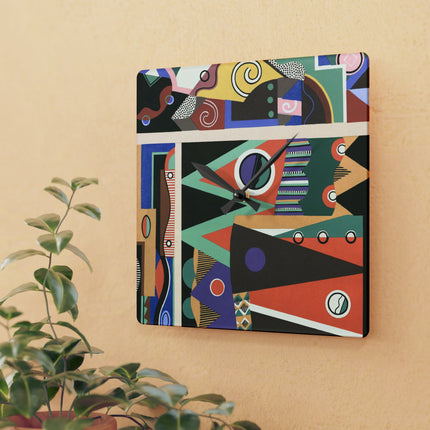 Collection decors et couleurs Pl.03 by Georges Valmiers Acrylic Wall Clock, Round and Square