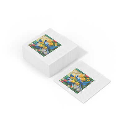 Blue Jays in a Spring Garden White Coined Napkins