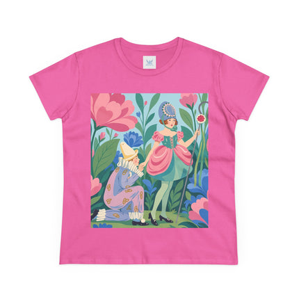 🌸🎭 The Garden Masquerade Cotton Tee – Art Deco Floral Whimsy