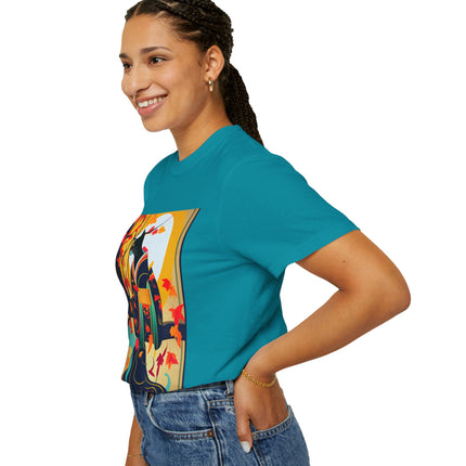 Black Cat in Kimono Unisex Garment-Dyed T-shirt