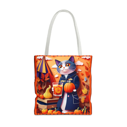 British Shorthair at an Autumn Market Tote Bag (AOP)