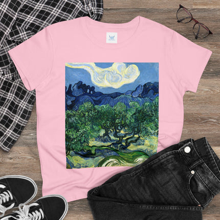 Olive Trees by Vincent Van Gogh Women's Midweight Cotton Tee