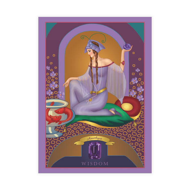 February & Amethyst (from the Gem Series) by Sofia Chiostri Postcards (envelopes included) - Bundles of 10, 30, 50 Pieces