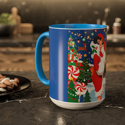 🦌🍬 The Lady Of The Peppermint Christmas Garden Colorful Mug – Colorful Art Deco Holiday Fantasy